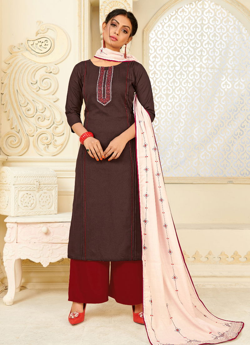Silicon Cotton Flax Designer embroidered Kurti Rayon Palazzo With Muslin Digital Print Fancy Dupatta Collection 1001-1008